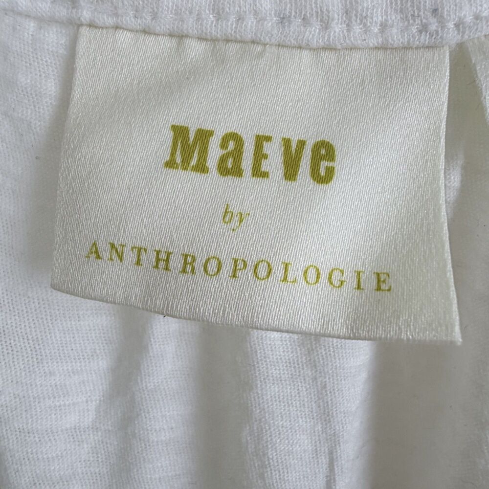 maeve by anthropologie neela embroidered babydoll bohemian white women's tank l - Picture 10 of 10